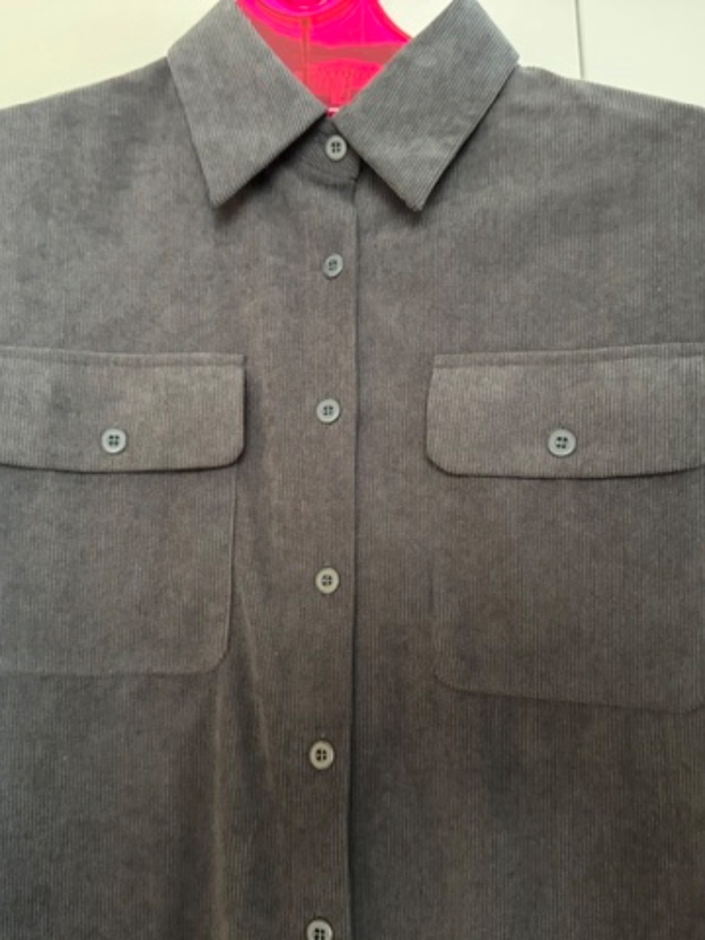 MODESEES - Corduroy Shirt Dress - Charcoal - M